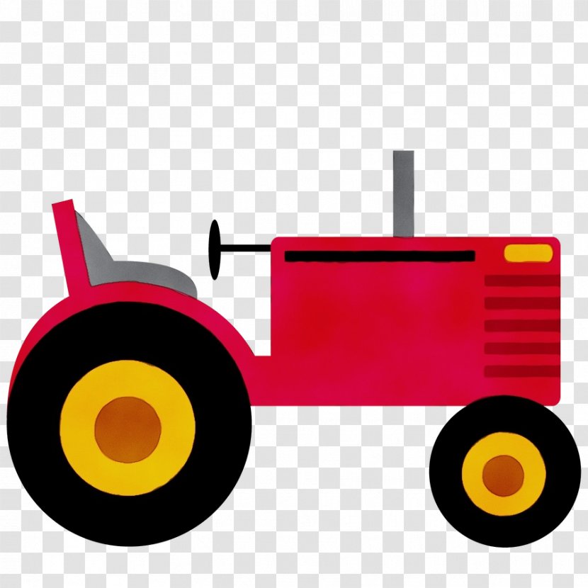 Clip Art Yellow Tractor Vehicle - Wet Ink Transparent PNG