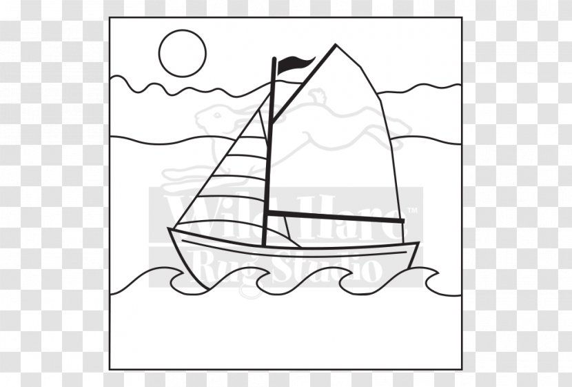 Paper Rug Hooking Sailing Ship Carpet Pattern - Black And White Transparent PNG