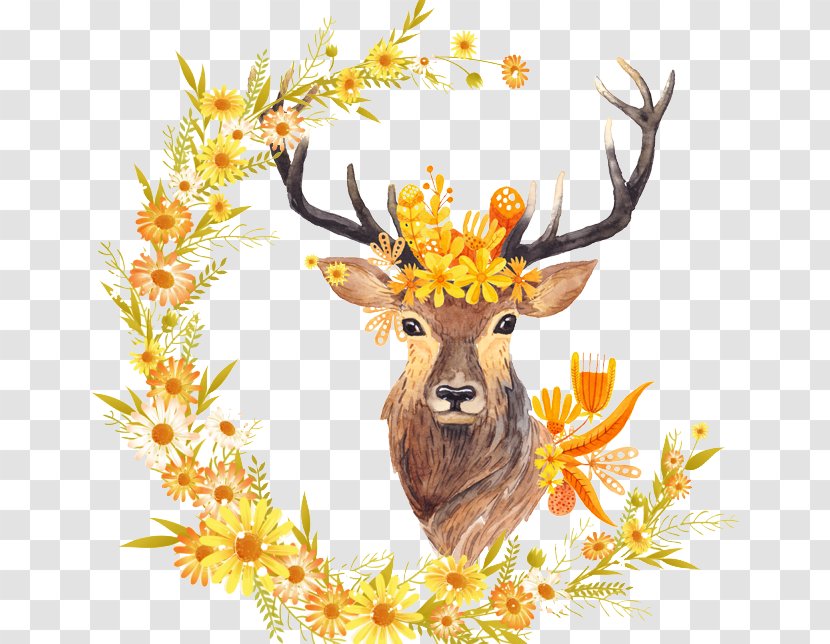 Autumn Leaf Color Free Fall Watercolor Painting Printing - Tree - Yellow Deer Transparent PNG