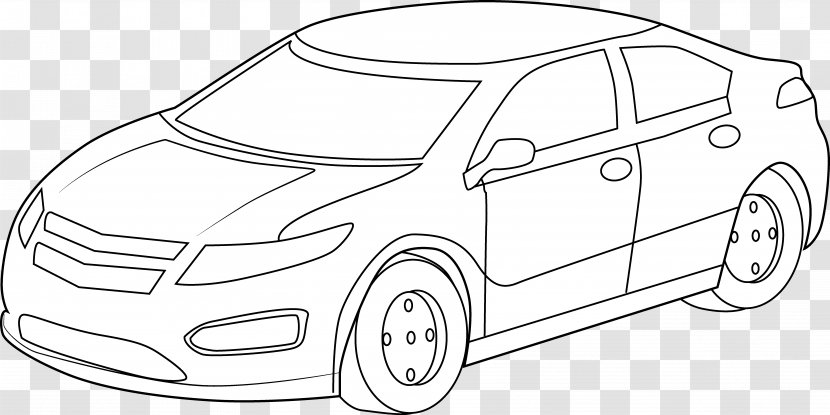 Car Black And White Clip Art - Motor Vehicle - Line Cliparts Transparent PNG