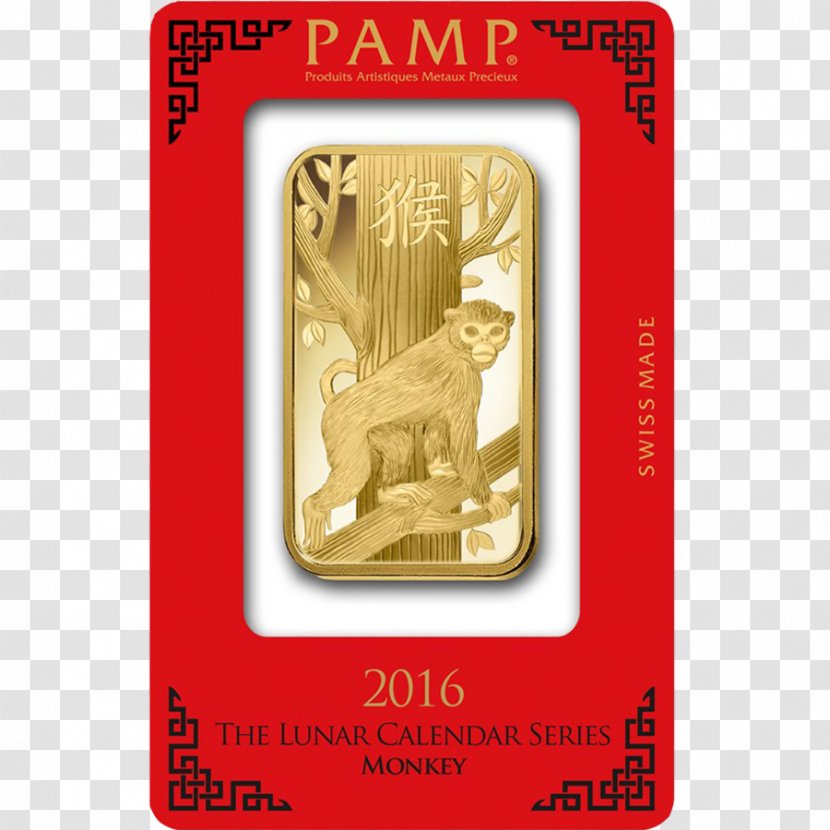 Gold Bar PAMP Monkey Bullion - Pamp - BARS Transparent PNG