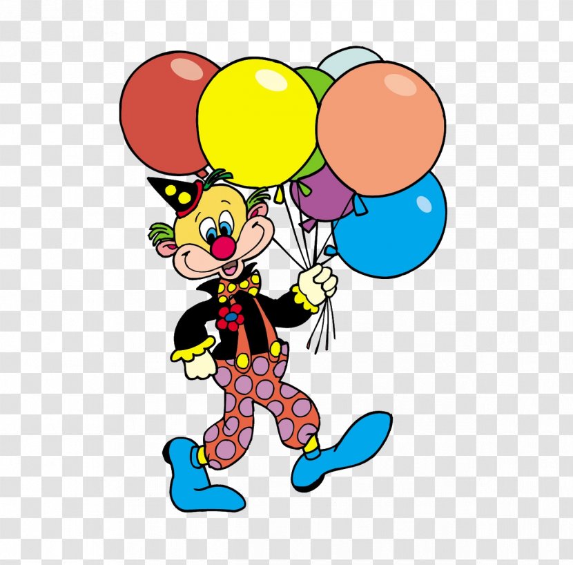 Clown Circus Birthday Balloon - Holding Balloons Transparent PNG