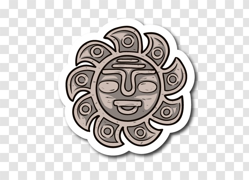 Sticker Culture Art Design Image - Aztec Calendar - Line Transparent PNG