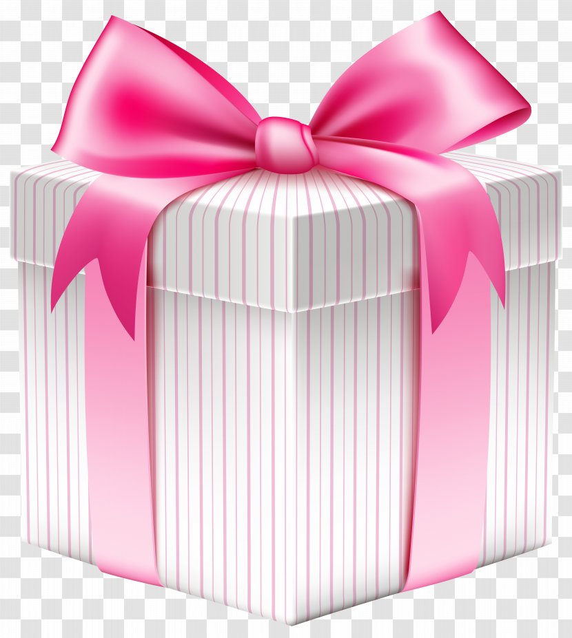 Christmas Gift Box Clip Art - Ribbon - White Striped Picture Transparent PNG