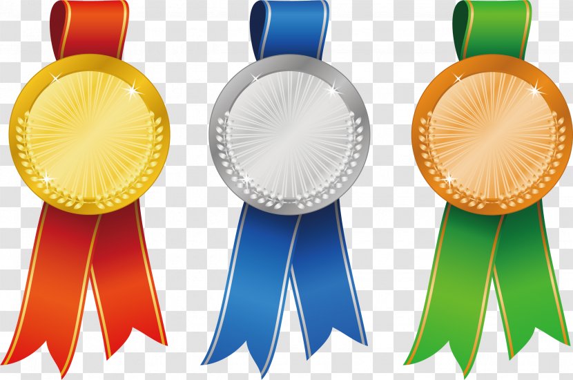 Gold Medal Ribbon Rosette Silver - Award - Cartoon Transparent PNG