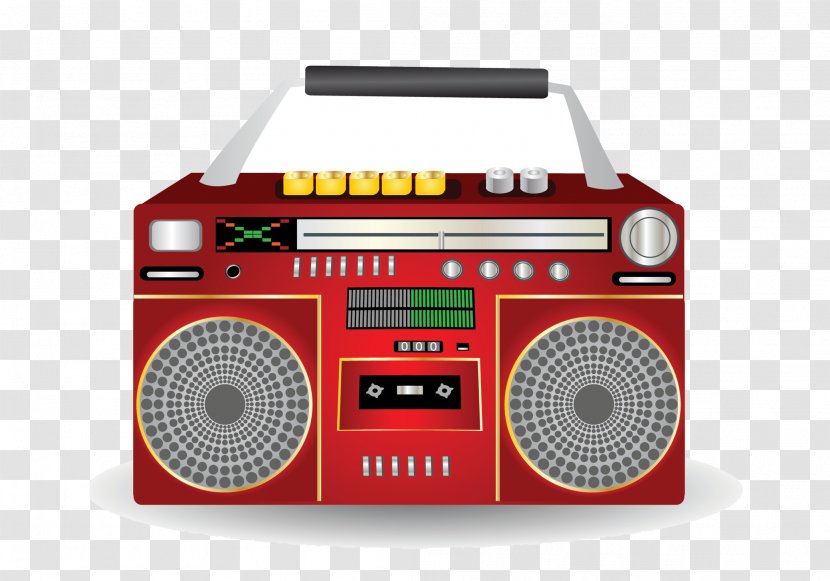 Boombox Compact Cassette Deck - Tape Recorder - Radio Transparent PNG