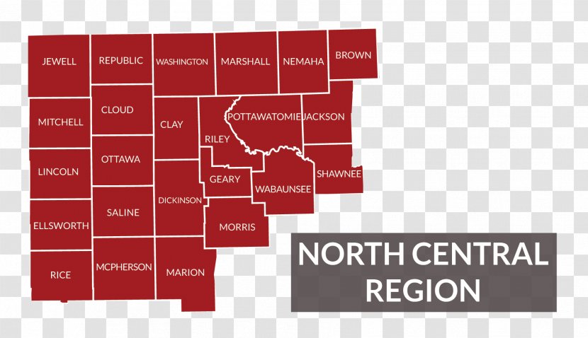 Kansas North Central College Cardinals Men's Basketball Region Map - West States Transparent PNG