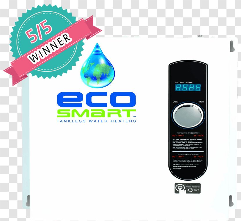 Tankless Water Heating EcoSmart Eco 27 Eco-36 ECO 11 Transparent PNG