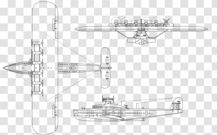 Dornier Do X Airplane Fairchild 328JET 215 - Black And White Transparent PNG