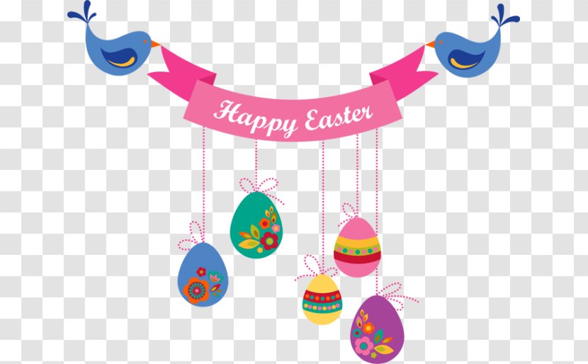 Easter Bunny Banner Egg Clip Art - Happy Clipart Transparent PNG