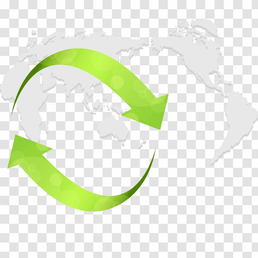 Map World Icon - Symbol - Green Arrow Transparent PNG