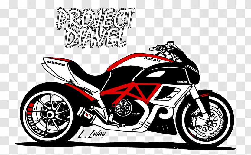 Car Motorcycle Ducati Diavel Drawing - Motor Vehicle Transparent PNG