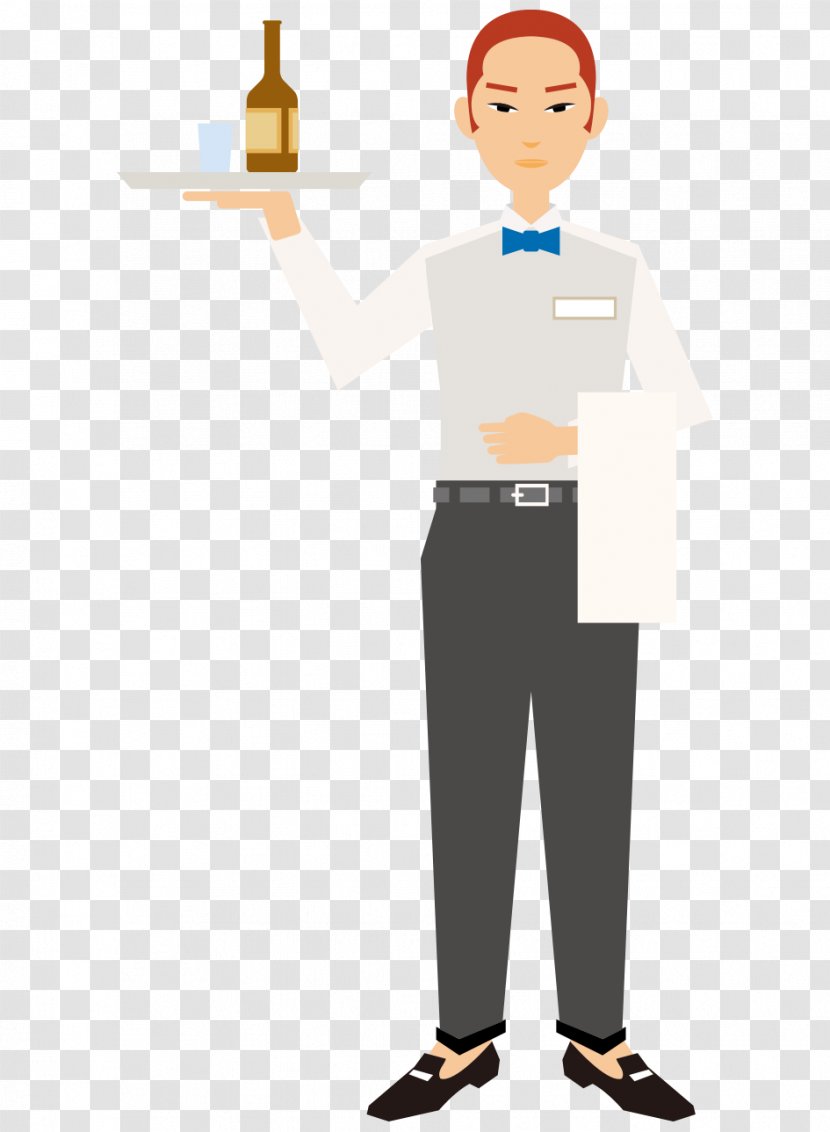 Cartoon Hotel Waiter Illustration - Uniform - Painted Flat Short Staff Transparent PNG