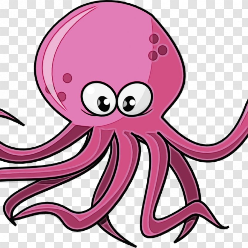 Octopus Cartoon - Paint - Animal Figure Magenta Transparent PNG
