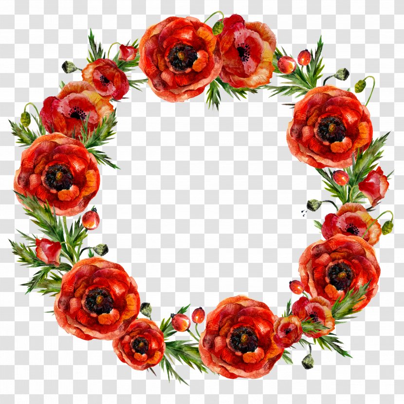 Garland Flower Red Wreath - Rose Order - Garlands Transparent PNG
