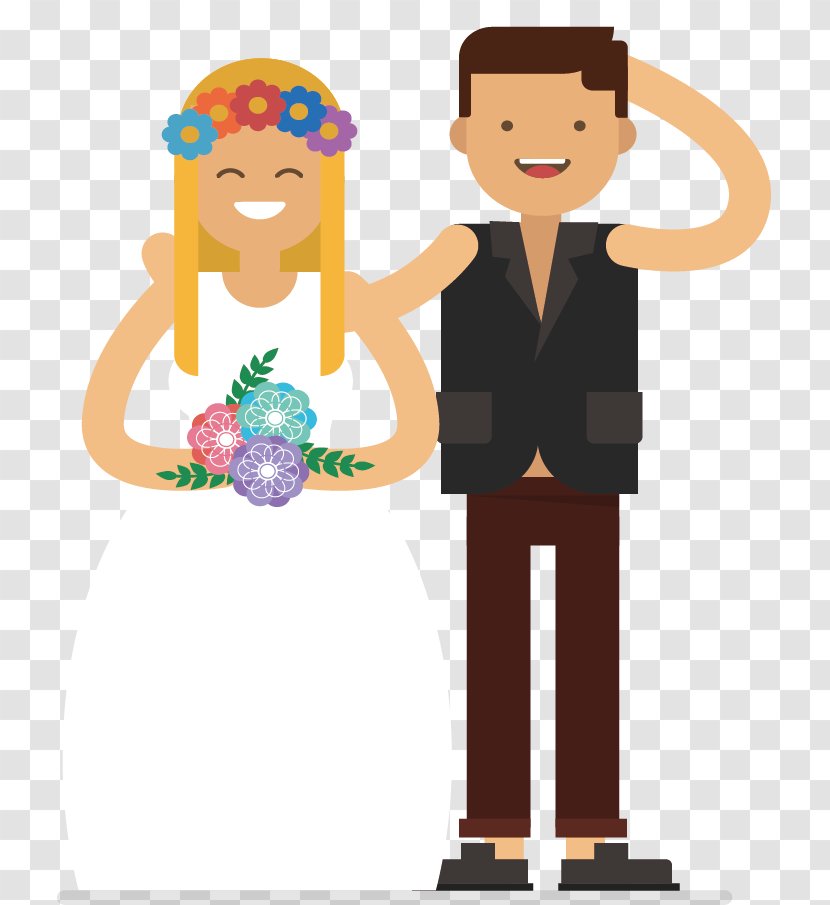 Bride Marriage Clip Art - Flower - Wearing Garlands Decorate The And Groom Transparent PNG