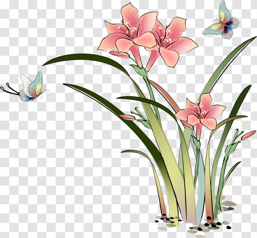 Desktop Wallpaper Buddhist Life Mission Ink Wash Painting - Flowerpot - Amaryllis Transparent PNG