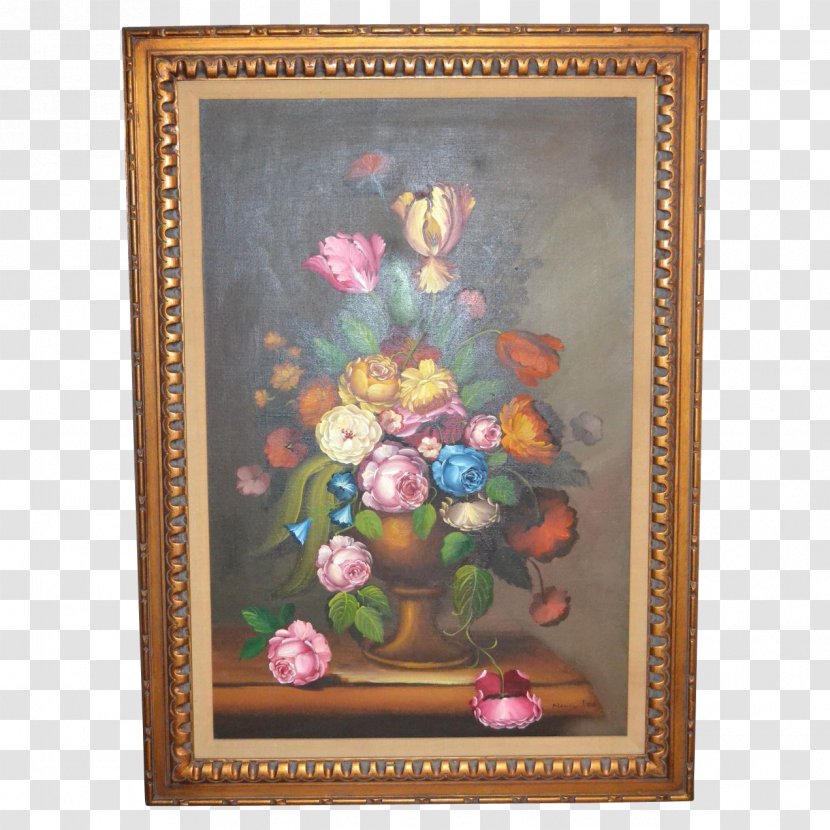 Still Life With Flowers On A Marble Tabletop Vase Of Oil Painting Transparent PNG