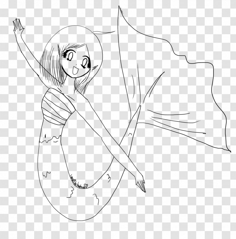 Line Art /m/02csf Drawing Finger - Heart - How To Draw Mermaid Tails Transparent PNG