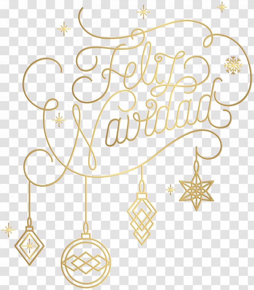 Christmas Ornament Feliz Navidad Clip Art - Calligraphy Clipart Transparent PNG