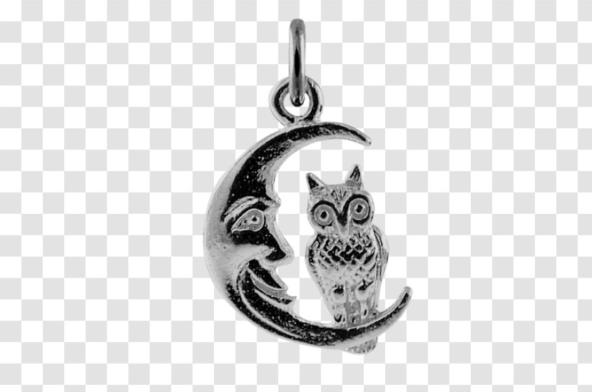 Owl Locket Silver Body Jewellery - Moon Transparent PNG