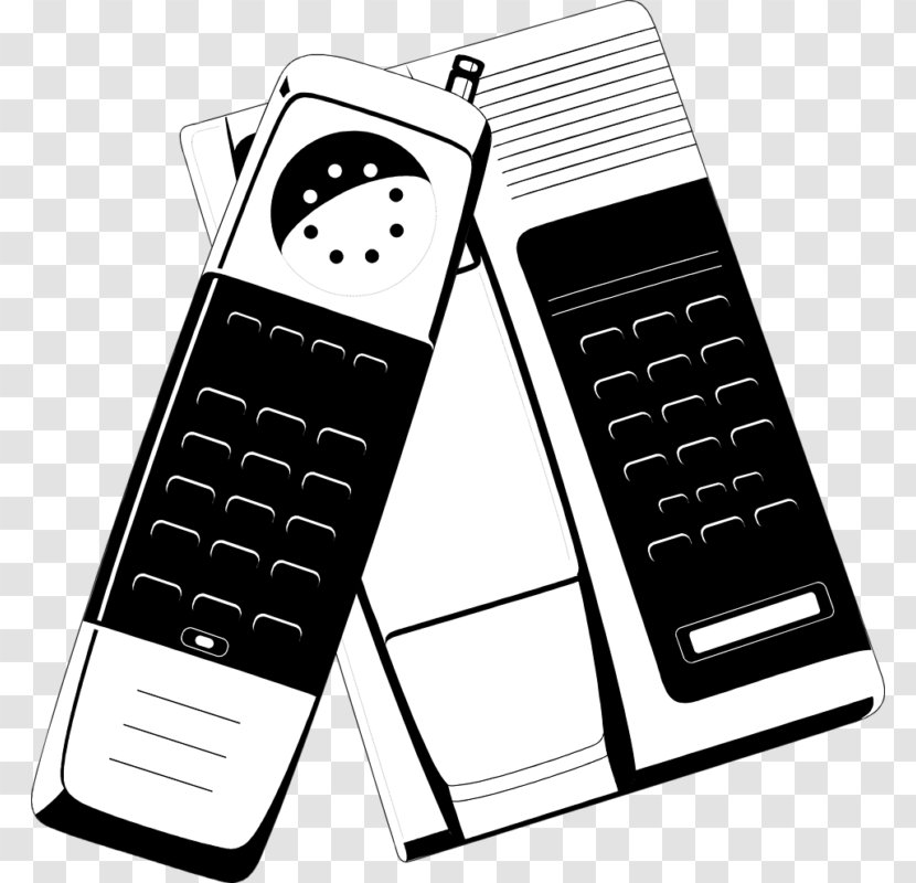 Feature Phone Mobile Phones Telephone Black And White - Table Transparent PNG
