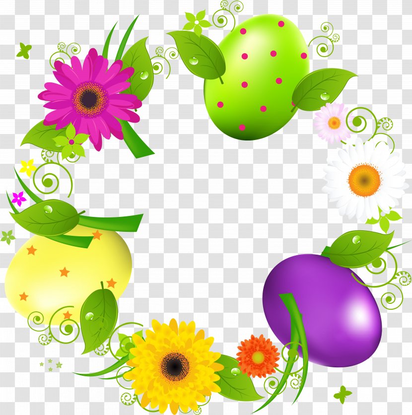 Easter Bunny Egg Postcard Clip Art - Flower Transparent PNG