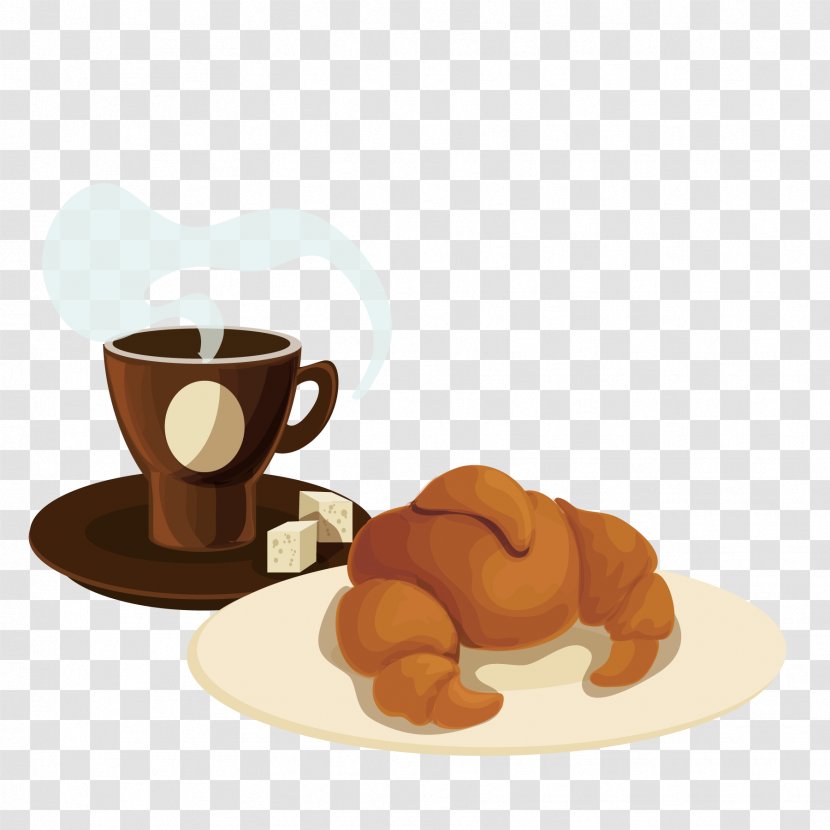 Coffee Cup Espresso Breakfast Croissant - In The Restaurant Transparent PNG