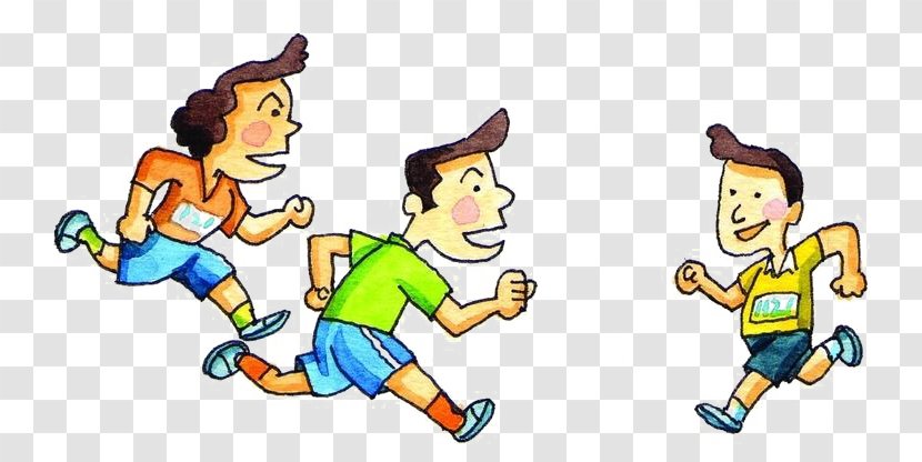 Running Cartoon Illustration - Painting - Friends Play Together Transparent PNG
