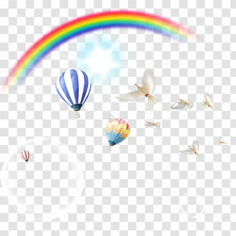 Hot Air Balloon Birthday - Rainbow Dove Transparent PNG
