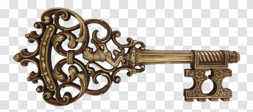 Skeleton Key Door Lock Brass - Chairish Transparent PNG