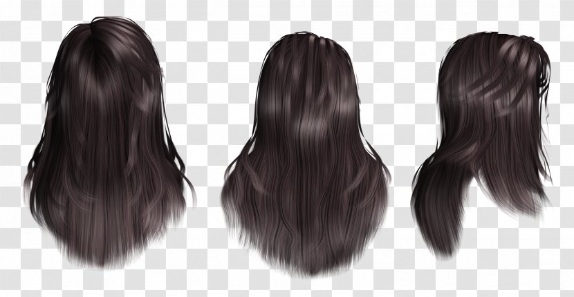 Hairstyle Wig Black Hair Long - Coloring Transparent PNG