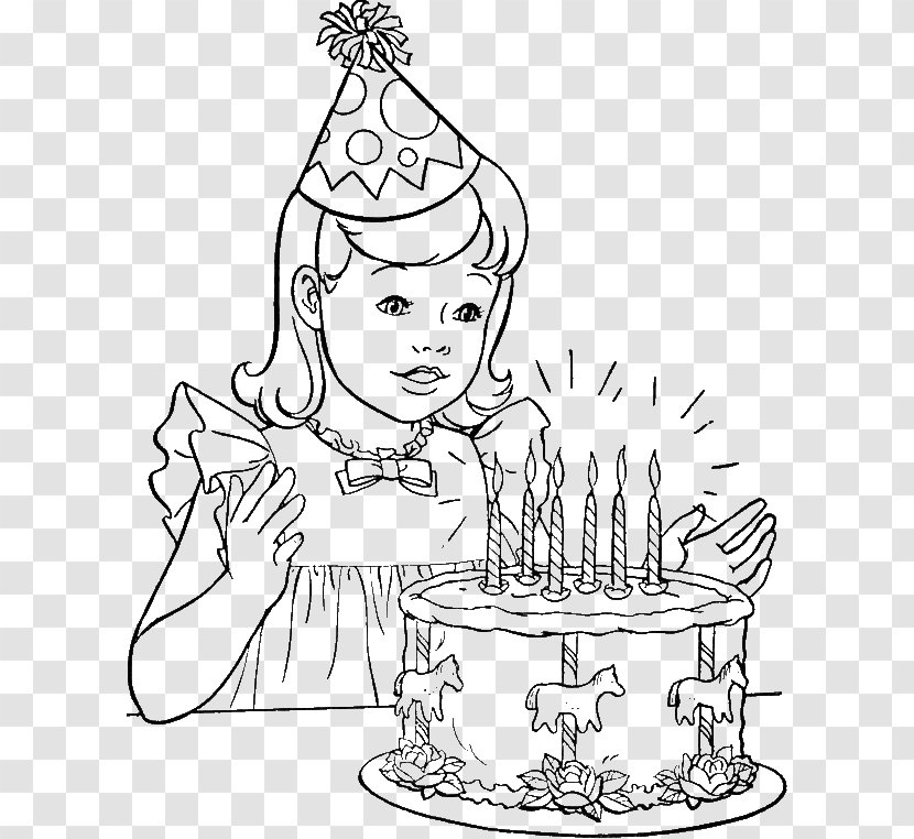 Birthday Cake Coloring Book Party Happy To You - Silhouette Transparent PNG