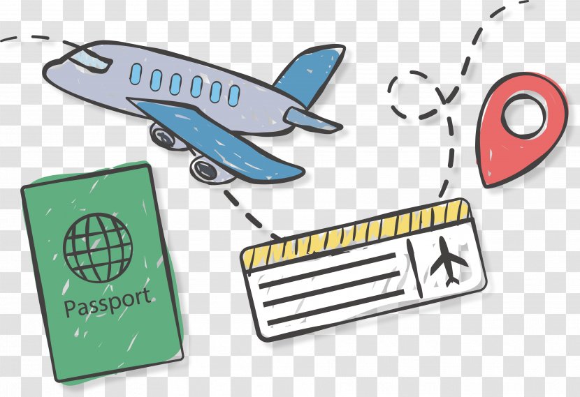 Airplane Airline Ticket Travel Icon - Hand Painted Abroad Passport Transparent PNG