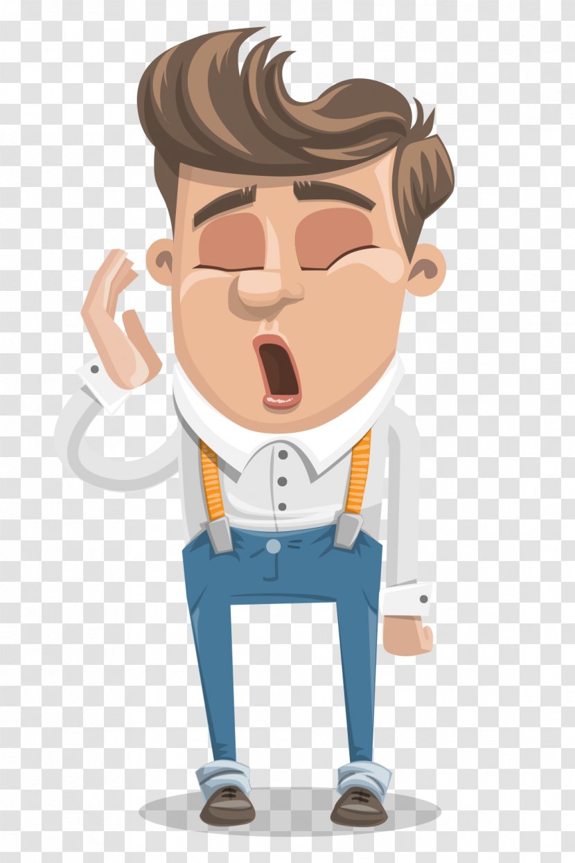 K Export Llc English Cartoon - Gentleman - Hand-painted Yawning Man Transparent PNG