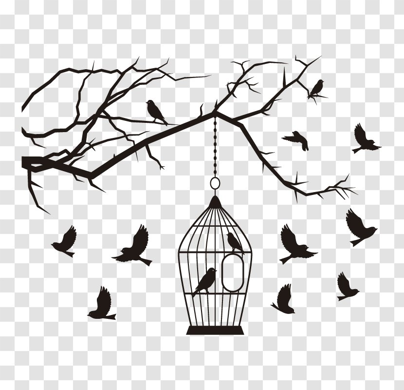 Birdcage Lovebird Clip Art - Black And White - Bird Transparent PNG