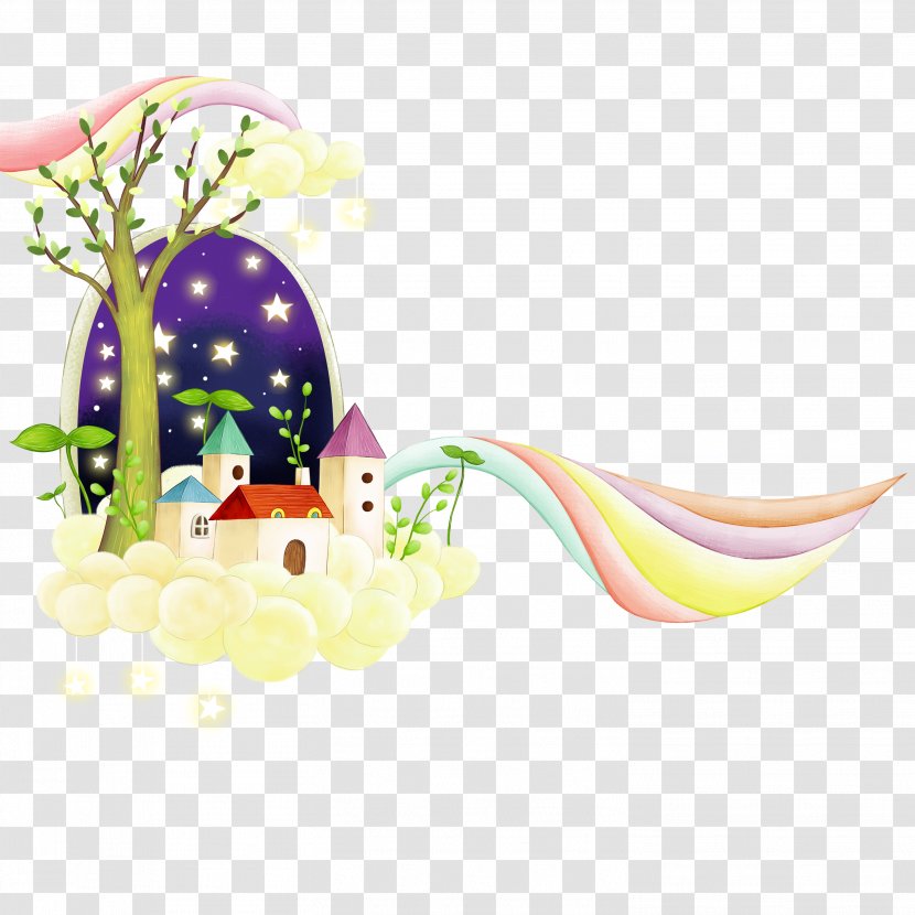 Cartoon Rainbow Illustration - Raster Graphics - Colored Houses,Ribbons Decorative Pattern Transparent PNG
