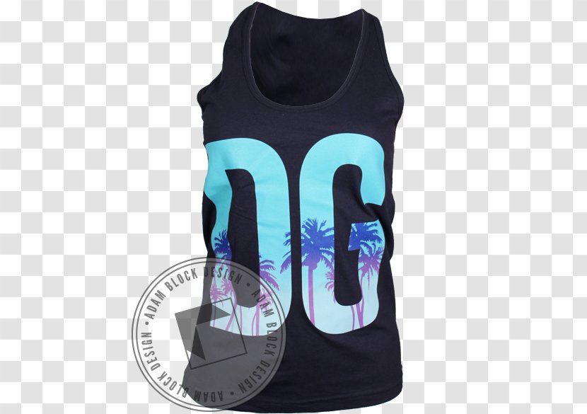 Gilets T-shirt Sleeve Turquoise Font - Electric Blue - Front Tree Transparent PNG