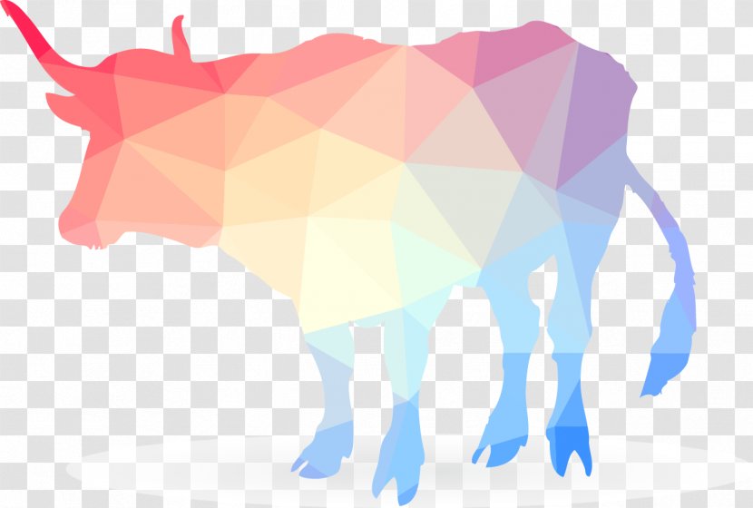 Colorful Vector Cattle - Mammal - Blue Transparent PNG