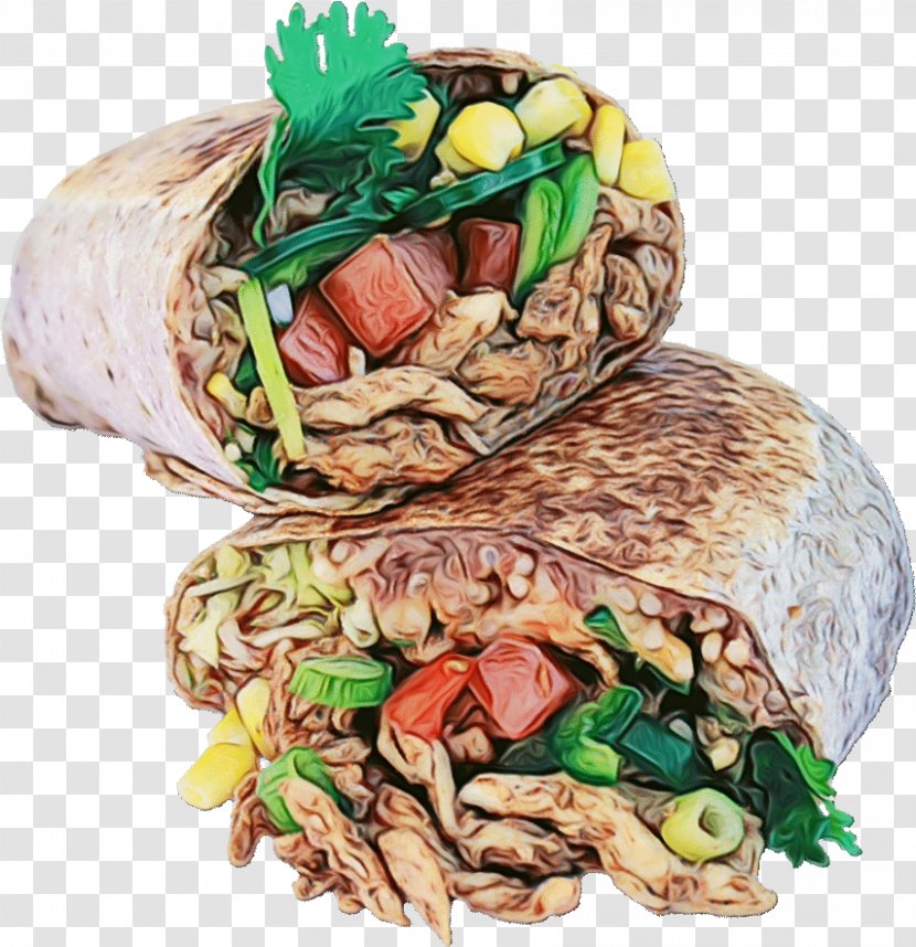 Cuisine Food Dish Doner Kebab Sandwich Wrap - Watercolor - Vegetarian Ingredient Transparent PNG