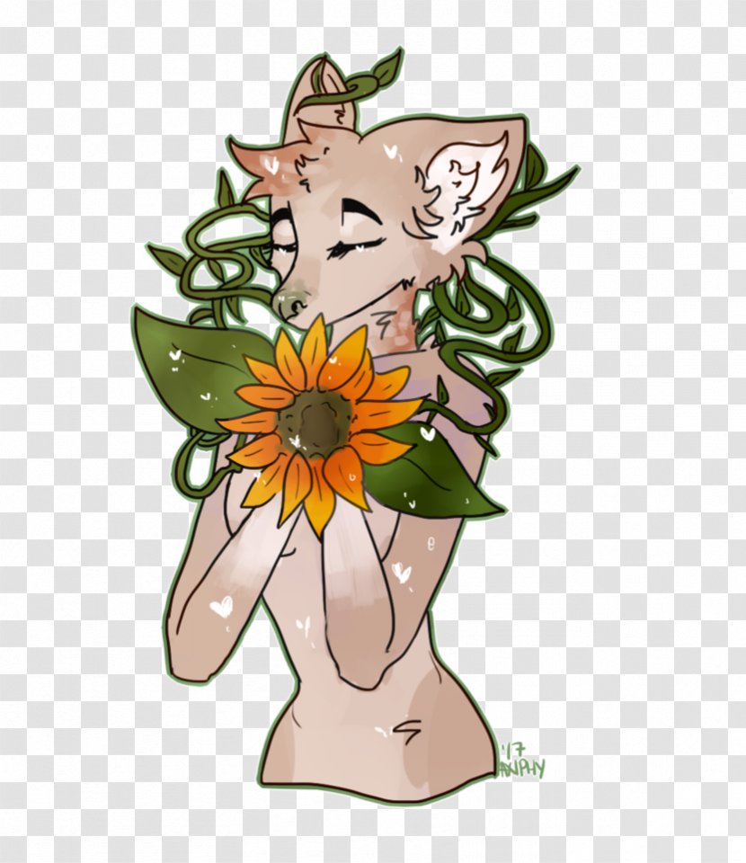 Floral Design Cat Sunflower M Dog Clip Art - Mammal Transparent PNG