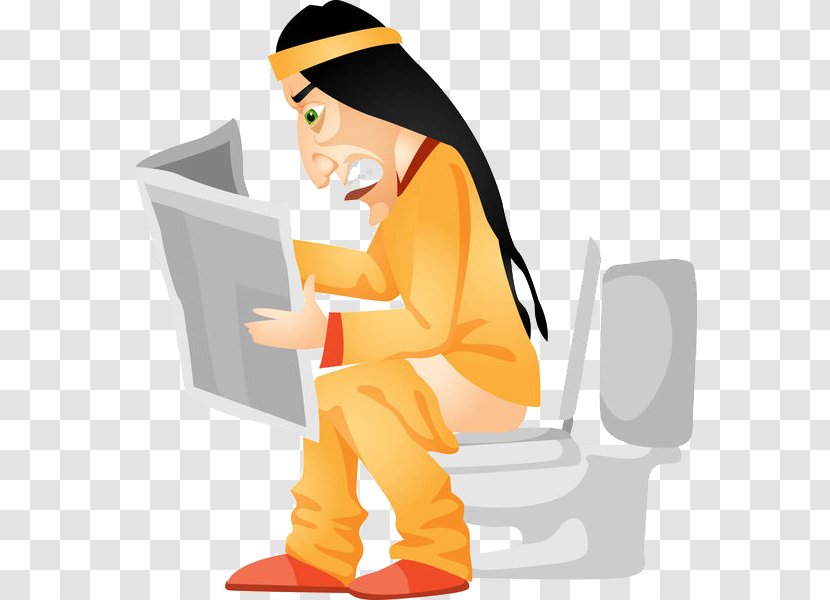 Cartoon Stock Illustration - Profession - A Man Who Reads Newspapers In The Toilet Transparent PNG