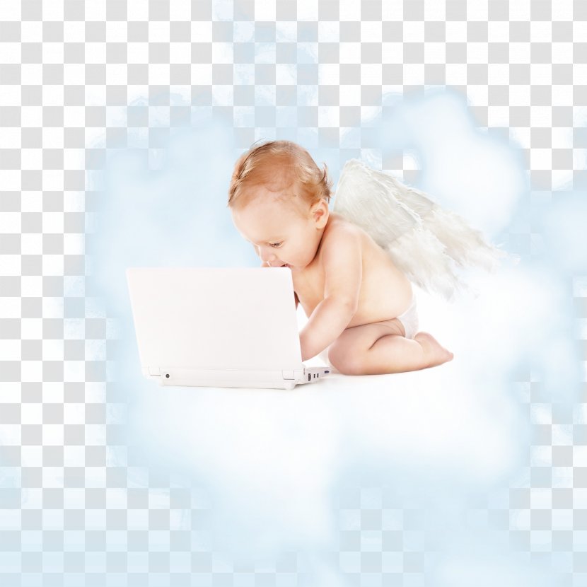 Diaper Laptop Angel Infant - Internet - Baby Playing Computer Transparent PNG