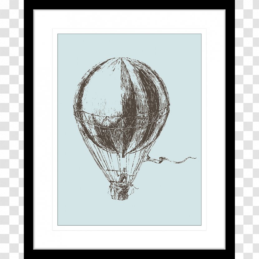 Hot Air Balloon Airship - Black And White - Watercolor Egg Transparent PNG