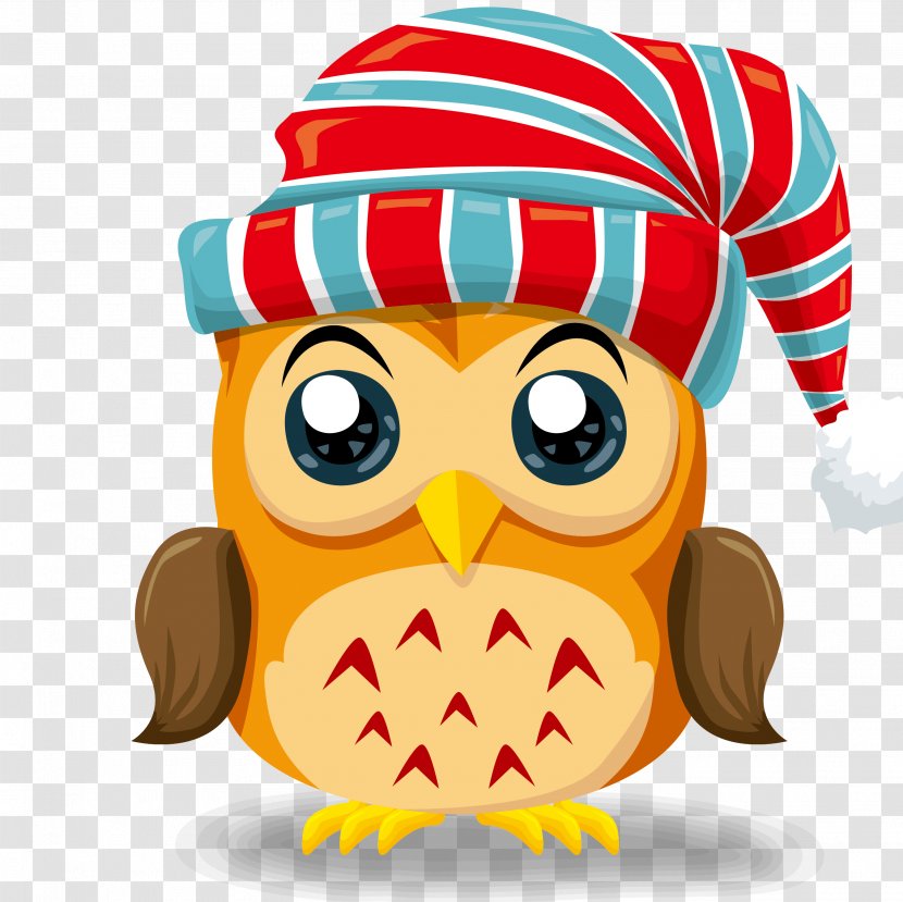 Owl Paper Santa Claus Christmas - Bird - Hand-painted Vector Transparent PNG