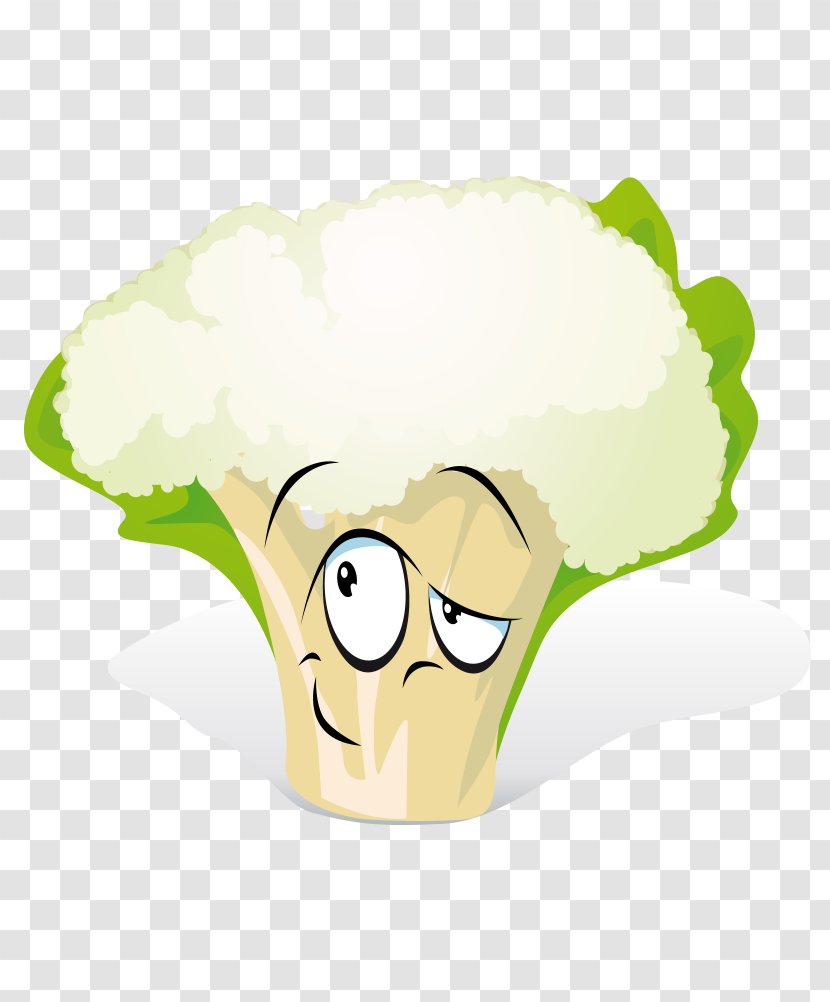 Cauliflower Cartoon Drawing - Vector Vegetable Transparent PNG