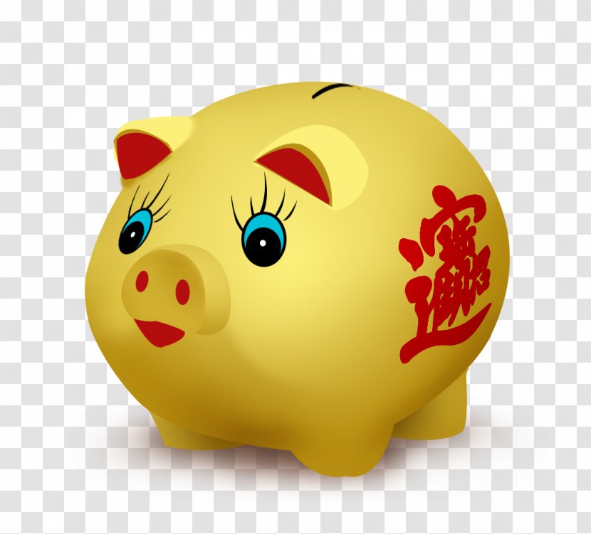 Domestic Pig Piggy Bank Saving - Golden Transparent PNG