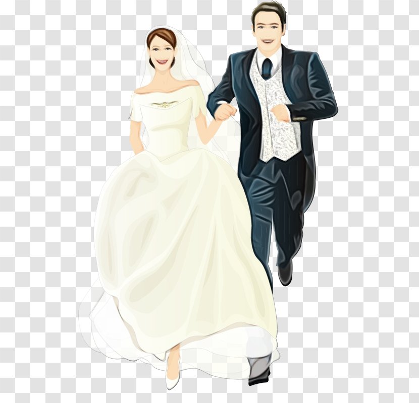 Bride And Groom - White - Black Hair Transparent PNG