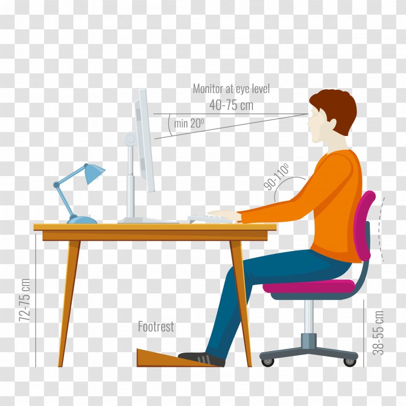 Sitting Neutral Spine Infographic Clip Art - Computer - Men Material Transparent PNG