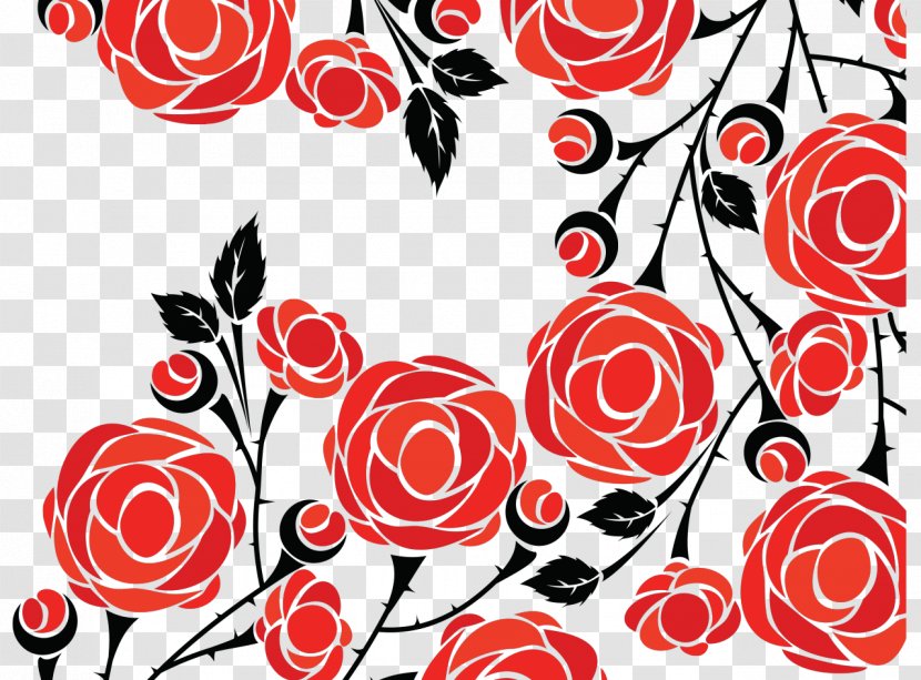 Rose Flower Drawing Pattern - Valentine S Day - Vector Transparent PNG